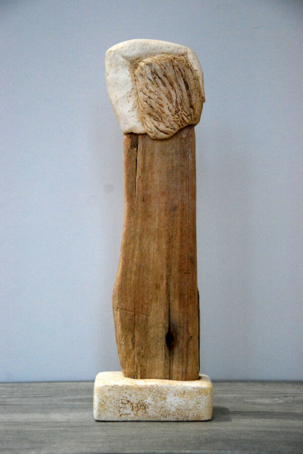 sculpture, céramique, bois flotté, femme