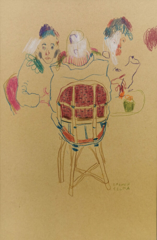 dessin, crayons de couleur, café parisien