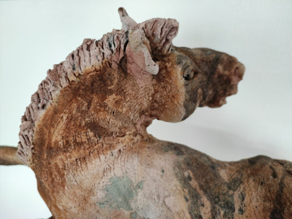 cheval, sculpture, raku, ceramique