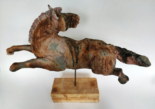 cheval, sculpture, raku, ceramique
