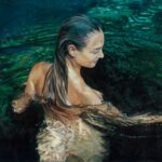 peinture représentant une femme se baignant nue