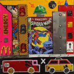 peinture, voiture, spiderman