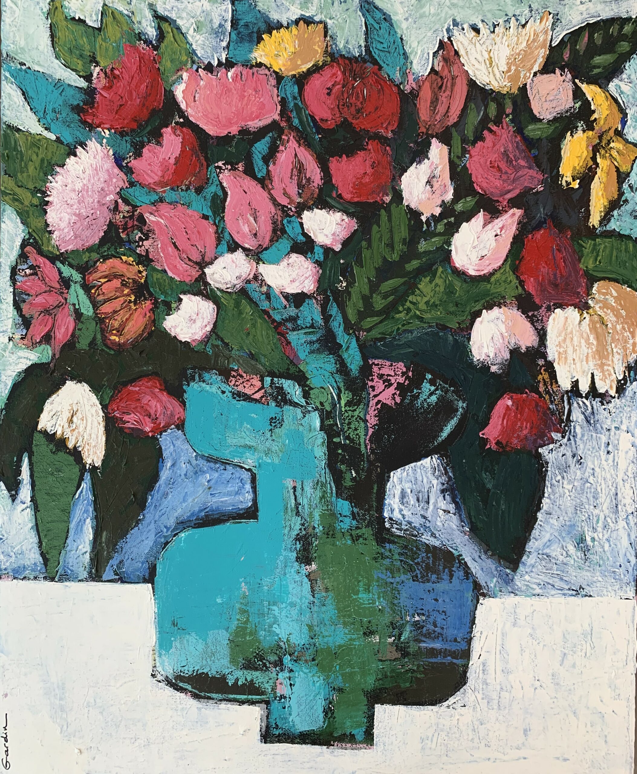 Bouquet au Vase Bleu