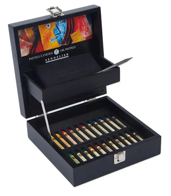 Coffret noir pastels à l'huile - 24 pastels