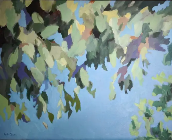 peinture, arbre, feuilles