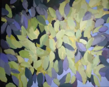 peinture, arbre, feuillage