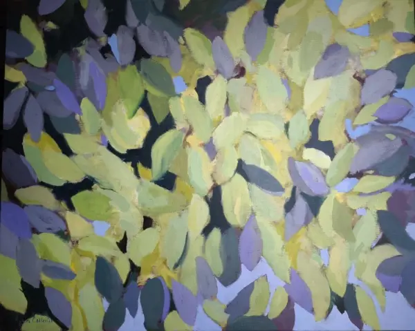 peinture, arbre, feuillage