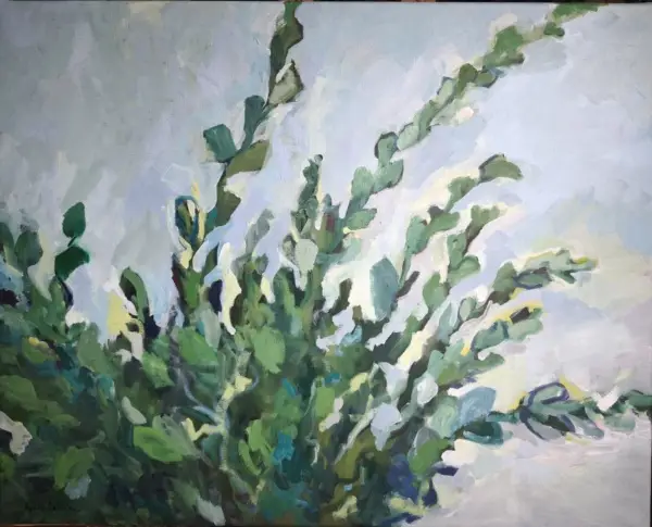 peinture, arbre, feuillage