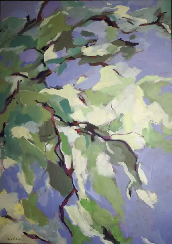 peinture, arbre, feuillage