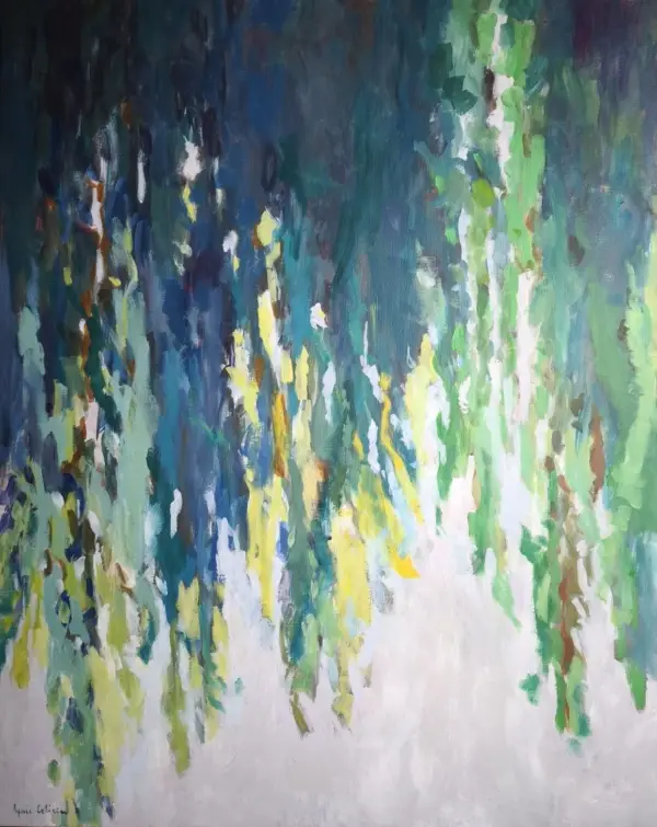 peinture, arbre, feuillage
