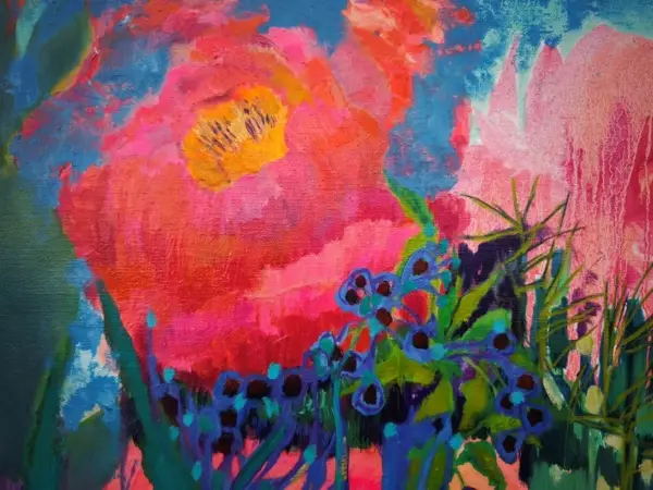 peinture, huile, fleurs