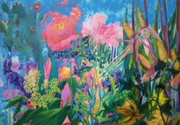 peinture, huile, fleurs