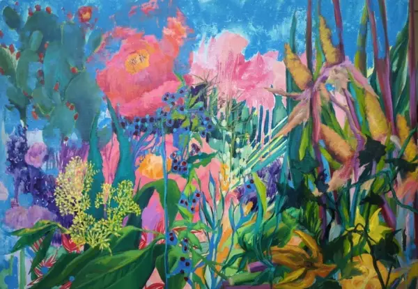 peinture, huile, fleurs