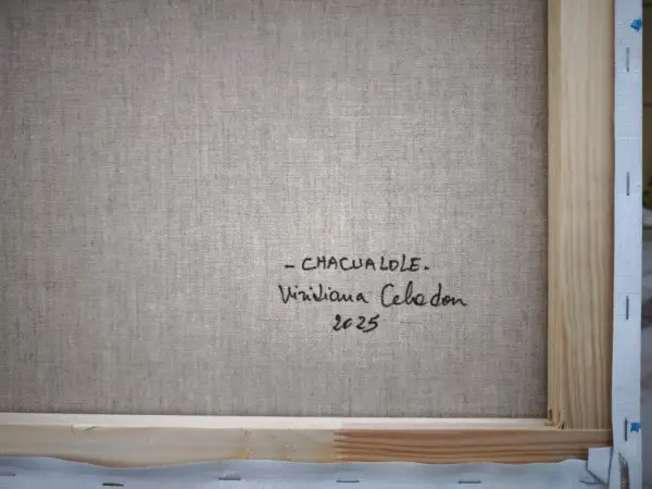 toile, dos, signature