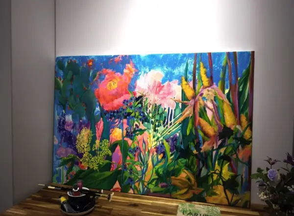 peinture, huile, fleurs