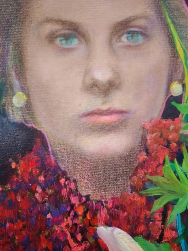 peinture, dessin, collage, visage