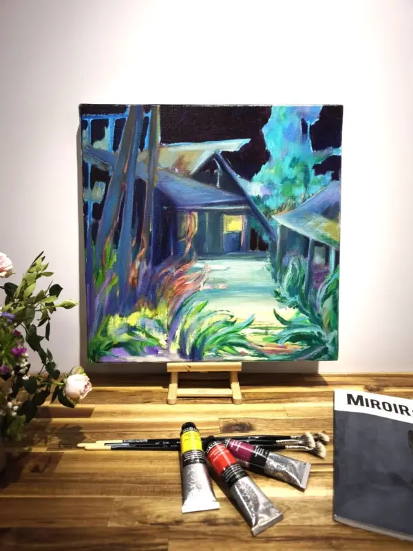 peinture, huile, maison